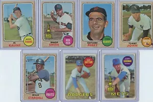 '68 & '69 Topps 7 Card Group Lot With HOFs & Stars Kaline, Smith, Perry, John - Picture 1 of 2
