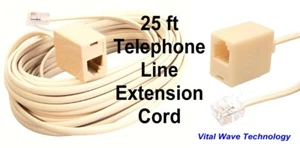 Kość słoniowa migdałowa 25ft Domowa linia telefoniczna Przedłużacz Kabel telefoniczny Przewód telefoniczny RJ11 VWLTW - Zdjęcie 1 z 3