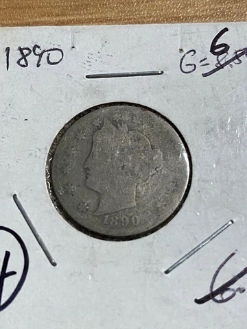 1890 5c Liberty Nickel. better date, 99 Cents Shipping Cover