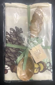 Two’s Company Nature Tea Towel With Hand Carved Mango Wood Spoon New NIP - Picture 1 of 7
