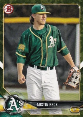 2018 BOWMAN CAMO PARALLELS RC AUSTIN BECK OAKLAND ATHLETICS PROSPECTS - P978 - Image 1 of 2