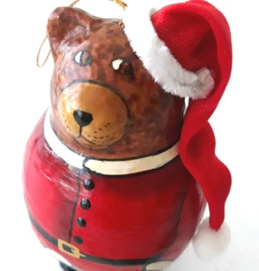 Adorno de Navidad de Papá Noel pintado a mano papel maché hábitat Int. De colección 4,5" - Imagen 1 de 15