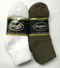  6 or12 Pair Non-Binding Top DIABETIC Brown & White Ankle Sock Size 9-11, USA .