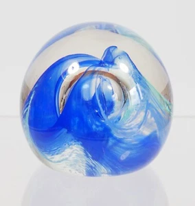 Very Pretty Caithness Glass Mooncrystal Paperweight ~ Blue #2 - Picture 1 of 3