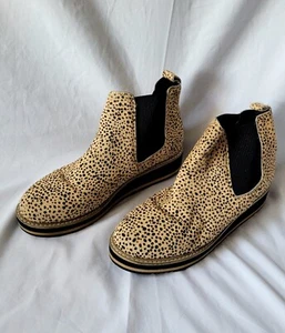 Walnut Size 39 Leopard Leather Boots - Picture 1 of 15