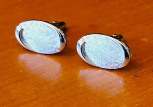 Vintage Swank Silver Oval Cufflinks – Classic Midcentury Style - Picture 1 of 5