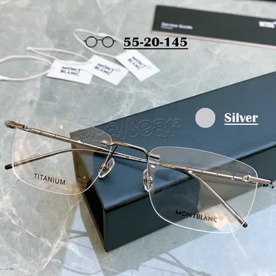 Montblanc Eyewear Titanium Rimless Square Frame Eyeglasses w/o Prescription - Image 1 of 4