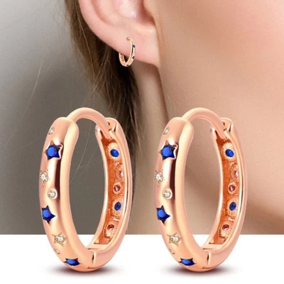 Pendientes de aro PANDACH 925 de plata de ley brillantes noche estrellada para mujer Foto 1 de 4