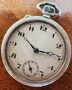 Seltene Reserve Sekunde Taschenuhr von O’Maire in Weißmetall. - Bild 1 von 6