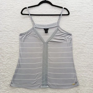 Tahari Tank Top Size L Gray Lace Front Camisole Soft Girl Romantic Coquette Y2K - Picture 1 of 11