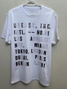 GUESS Los Angeles Men’s Short Sleeve T-Shirt XL White SS BSC City Logo Tee - Picture 1 of 7