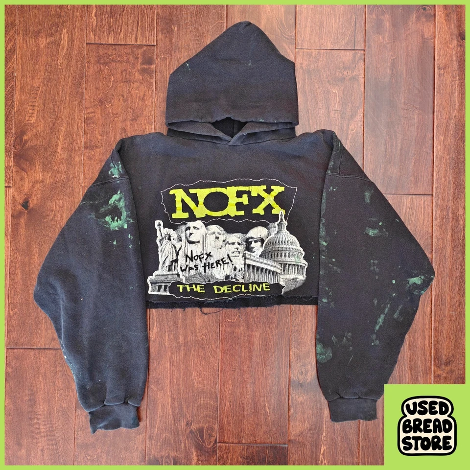 Sudadera con Capucha Y2K NOFX The Decline Personalizada Recortada Pintura Salpicaduras XL Negra Punk Foto 1 de 4