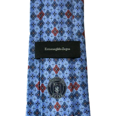 Ermenegildo Zegna Men's Recent Tie Blue/Red Medallion Silk 3 5/8" (W) x 59" (L) - Image 1 of 4