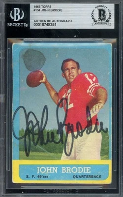 约翰·布罗迪·贝克特 BAS 签名 1963 年 Topps 亲笔签名 49 人队 — 第 1/2 张图片
