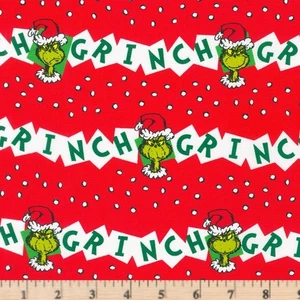 How the Grinch Stole Christmas Holiday Stripe 20998 100% Cotton Fabric half yd - Picture 1 of 3