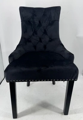 Casa Padrino Luxus Samt Esszimmer Stuhl Schwarz H. 100 cm - Esszimmer Möbel - Bild 1 von 2