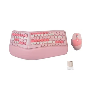Pink Wireless Ergonomic Keyboard and Mouse Combo for Compatible PC and Laptop - Picture 1 of 9
