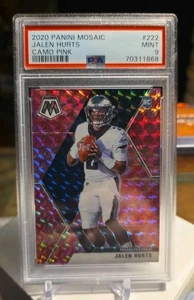 Tarjeta de novato Panini Mosaic Football Jalen Hurts 2020 camuflaje rosa Prizm PSA 9 como nueva - Imagen 1 de 2