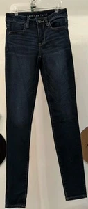 American Eagle Next Level Stretch Dark Blue Jeans Sz 2 Long - Picture 1 of 7
