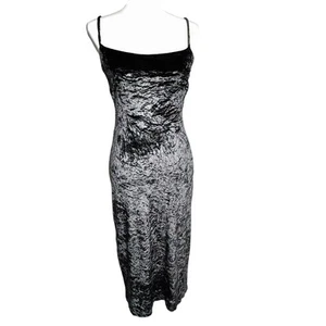 BCBG MAXAZRIA Women's 4 Gray Silver Spaghetti Strap Crushed Velvet Maxi Dress - Picture 1 of 7