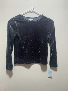 NWT Cat & Jack Girls Long Sleeve T-shirt Black Velvet Size M (8) 0127 - Picture 1 of 9