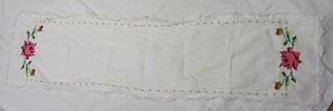 Hand Made Table Dresser Runner Doily Embroidered Cotton Blend Home Décor Floral - Picture 1 of 5