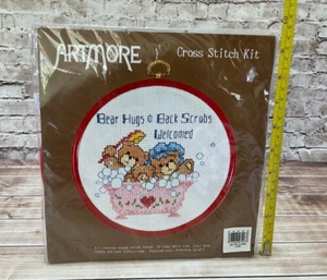 Artmore Teddy Bear Cross Stitch Kit Bear Hugs & Back Scrubs - Picture 1 of 2