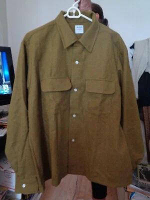 Nuevo de Lote Antiguo Años 50 VAN HEUSEN Verde/Marrón Cuello de Lazo! ¡Bolsillos con solapa! 85% Lana USA LXL Foto 1 de 3