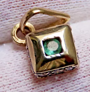 18k Oro Blanco esmeralda natural y zircones - Imagen 1 de 11