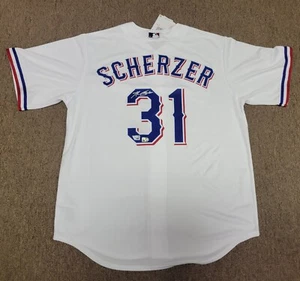 Max Scherzer Texas Rangers Autographed L White Nike Replica Jersey Fanatics MLB - Picture 1 of 6