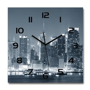 Glass Wall Clock 60x60 Manhattan New York - Picture 1 of 8