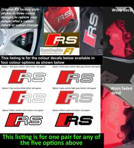 Calcomanía de pinza de freno RS pegatina apta para calcomanías estilo Audi RS pinza x2 - Imagen 1 de 2