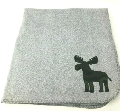Carters Gray Baby Blanket Camouflage Moose  Fleece Stitched Edge Security Lovey  - Image 1 of 4