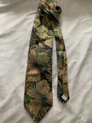 Corbata vintage Byblos metálica estampada floral 100 % seda para hombre Foto 1 de 4