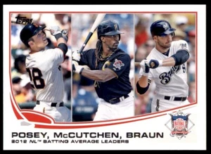 2013 Topps BB Posey McCutchen Braun Batting Avg Leaders #189 - Bild 1 von 2