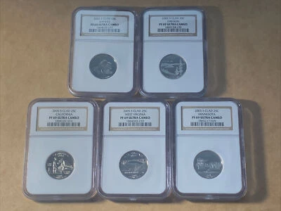 2005-S Clad 5 Coin Statehood Quarter Set NGC PF69 Ultra Cameo - Image 1 of 4