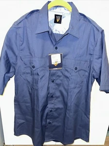 Flying Cross Button Zip Shirt Med M Hidden Zipper Navy Blue - Picture 1 of 5