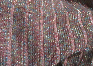 Vintage  pink sparkle stripe lurex continuous tube knit fabric 56 x 45