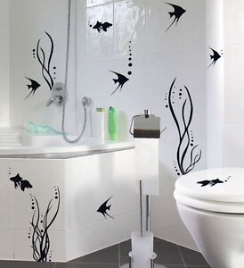 Bad Deko Set FISCHEWELT Fische Fliesen Wandtattoo Aufkleber Sticker WC NEU 