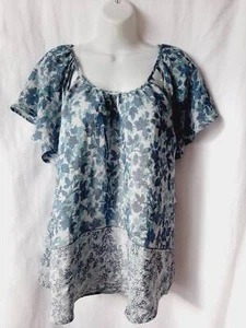 Zac & Rachel blue floral medium NWT blouse - Picture 1 of 5
