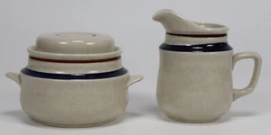 Vintage Steinzeug Sahne und Zucker Set mit Deckel - 3 Teile Chateau Modern Japan - Bild 1 von 8