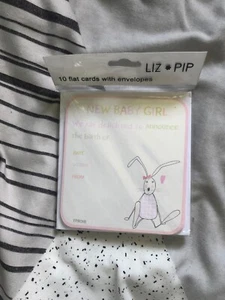 New Baby girl Pink announcement 10 flat cards with envelopes Birth born family - Picture 1 of 8