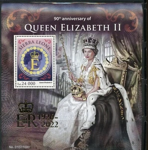 Sierra Leona 90th Anniversary Of Reina Elizabeth II Souvenir Hoja Timbre Nh - Imagen 1 de 1