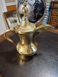 RARE VTG handmade brass signed Middle Eastern Coffee pot, tea pot 11" tall VGC - Picture 1 of 8