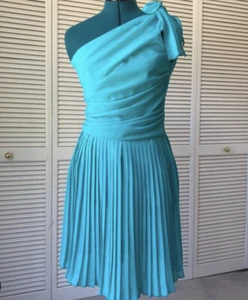 Alberta Ferretti One Shoulder Pleated Green Blue Dress Size 10 - Picture 1 of 6