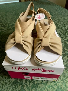 NWT 10 Ryka $65 macy adj strap womens shoes sandals taupe Sport Lite EVA dress - Picture 1 of 9