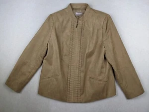 TANJAY - WOMEN'S BEIGE BROWN SOFT MICROFIBER FAUX SUEDE JACKET - SIZE 14P - Picture 1 of 6