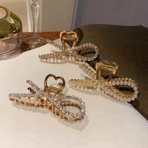 Aolly Temperamento Accessori Capelli Fiocco Fermaglio Capelli Perla Artiglio Capelli Strass - Foto 1 di 15