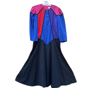 Abito vintage colorblock anni 80 manica a sbuffo tema circo clowncore M - Foto 1 di 7