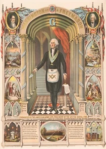 14342.Impresión de carteles de decoración. Diseño de arte de pared de habitación. Logia masónica vintage de Washington - Imagen 1 de 1
